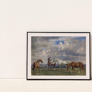 Vintage Horse Painting - Antique Print of Horses, Animal Oil Paintings ...