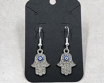 Evil Eye Hamsa Hand Earrings