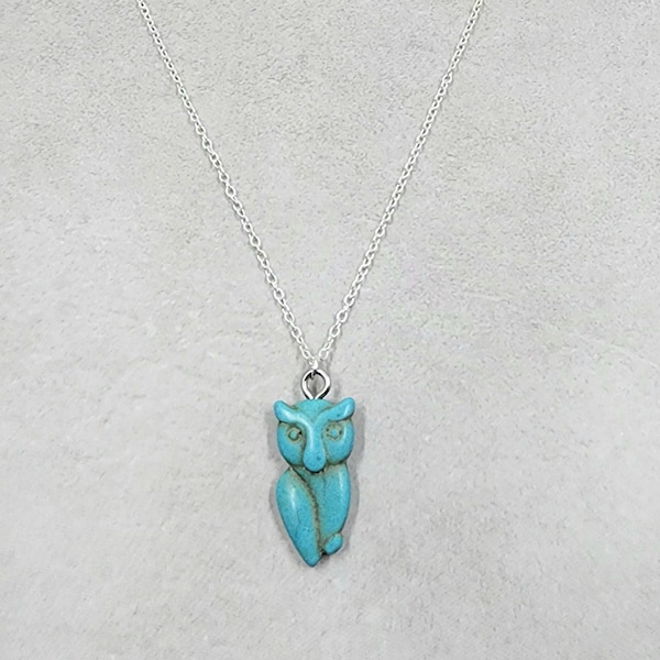 Turquoise owl necklace Sterling Silver Handmade necklace
