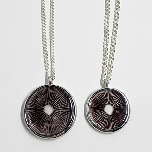 Spore print necklace Silver or Gold Handmade layering necklace