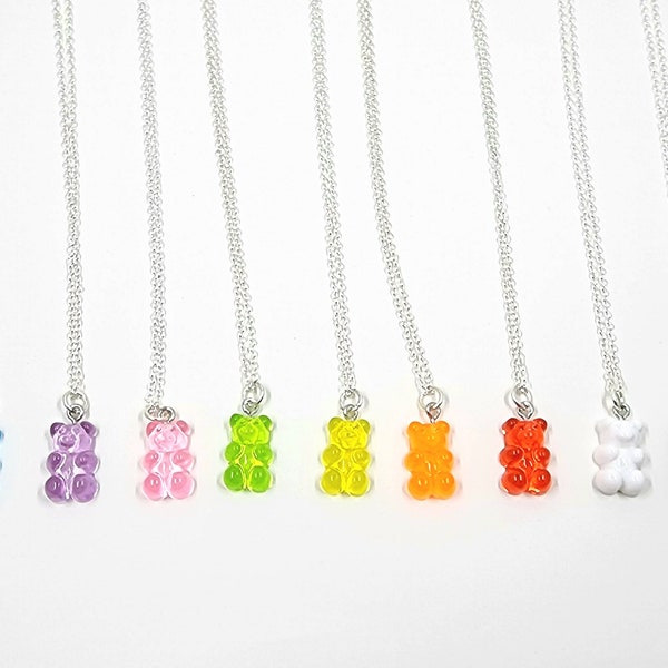 Gummy bear Necklace or earrings Sterling Silver layering necklace, adult, kids, gift