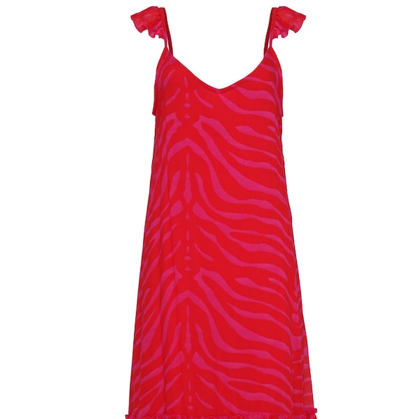 Pink Red Zebra Midi Dress- Lenzing EcoVero