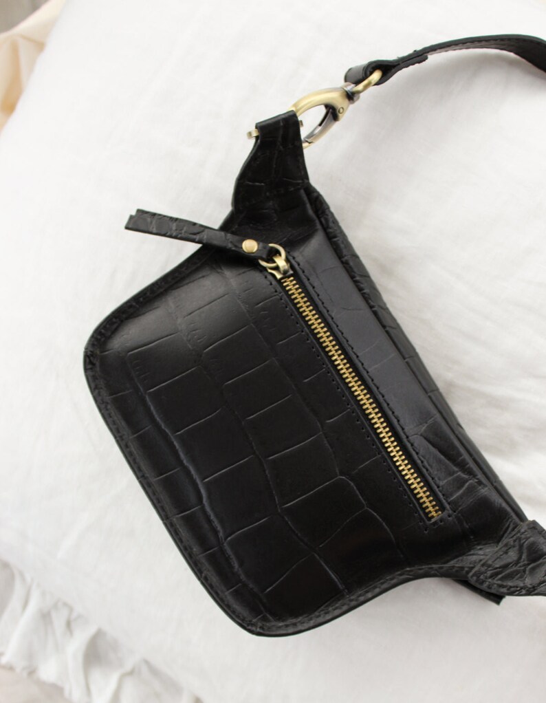 Black Leather Bum Bag Etsy