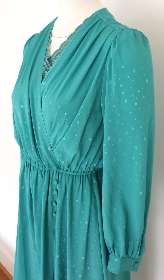 Sage green Vintage Midi Dress with lace and pleated p… Gem