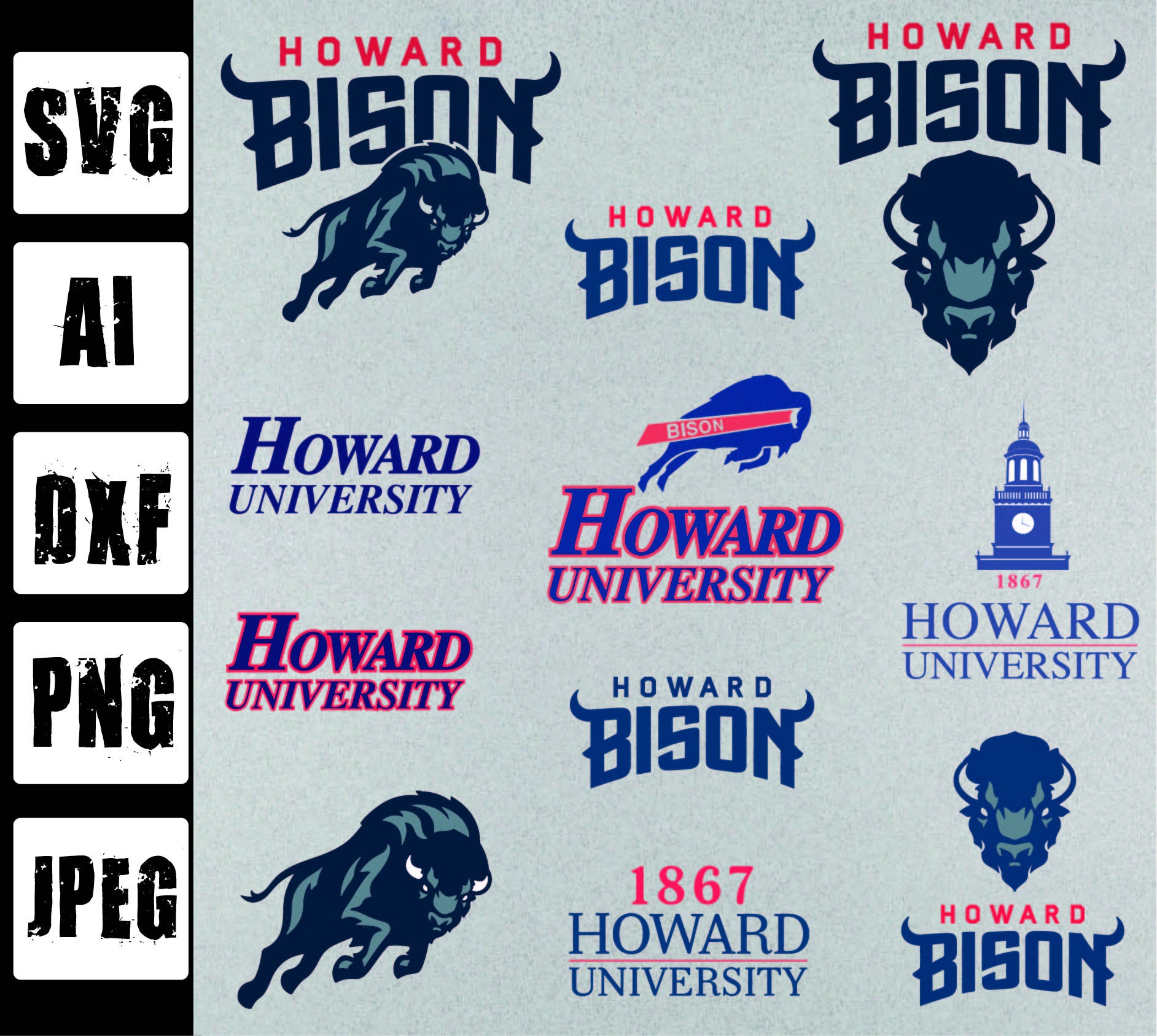 Howard University Svg Howard Svg Howard Bison Svghoward Etsy