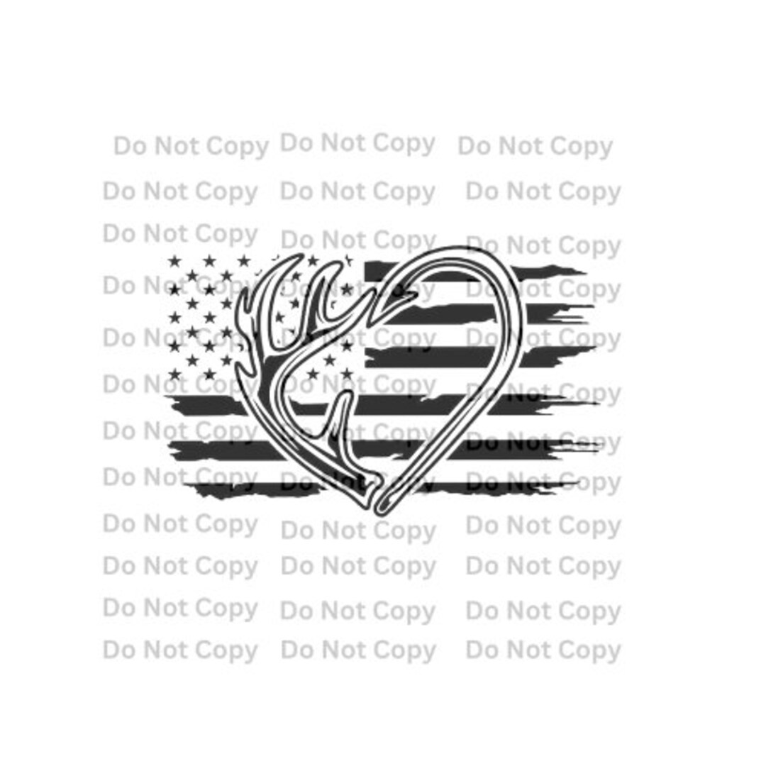 Flag Deer Rack and Fish Hook DTF Full Color DTF Print Etsy
