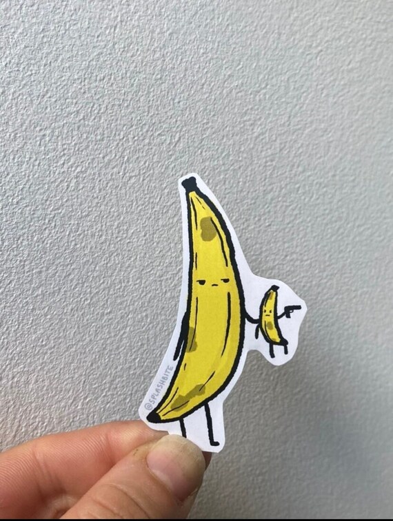 Banana Holding a Banana Holding a Gun Sticker Etsy