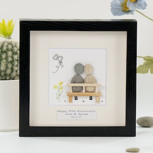 Personalized 10th Anniversary Gift For Him, Couple Pebble Frame Art, Tin Anniversary Gift for Husband, 10 Year Anniversary Gift for Couples