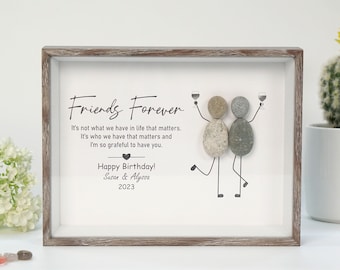 Personalized Friend Forever Pebble Art, Best Friend Pebble Art,  Birthday Gift for Friend, Bestie Gifts, Best Friend Gifts, Friendship Gifts