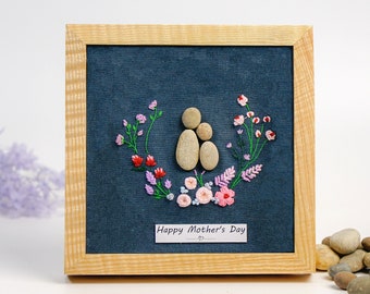 Personalized Gift For Mother, Pebble Frame Desktop Wall Hanging, Gift For Mom, Mom Birthday Gift, Embroidery Frame For Mothers Day, Mom Gift