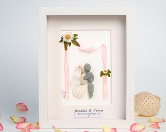 Custom Wedding Pebble Art, Wedding Gift For Couple, Pebble Art Couple, Wedding Gift For Wife, Engagement Gift, Wedding Anniversary Gift