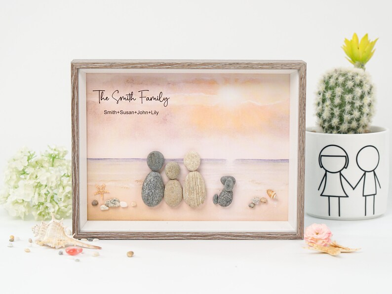 Personalised Family Pebble Frame, Mother' Day Gift, Family Gifts, Gift for Mom, New Home Gifts, Best Home Gift Ideas, Housewarming Gift image 1