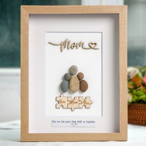 Personalized Mom Puzzle Frame, Pebble Art For Mom, Puzzles Gift For Mothers Day, Sign For Mom, Mother's Day Gift, Puzzle Pieces Gift For Mom