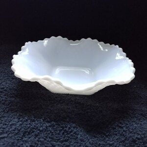 Vintage Milk Glass Diamond Pattern Wavy Top Square Dish