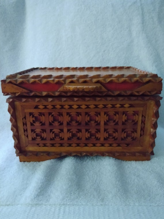 Vintage Hand Carved Jewelry Box