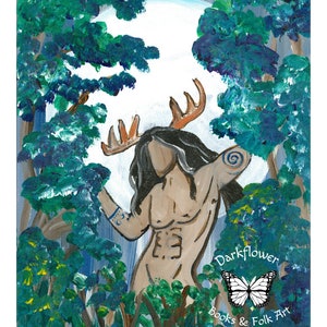 Impression d&#39;art 20 x 10 po. SEIGNEUR de la forêt, dieu cornu Cernunnos