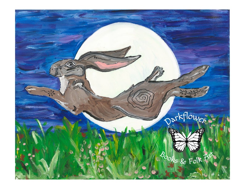 10" by 8" Art Print WILD MOON Bunny Hare Rabbit Celtic - Etsy