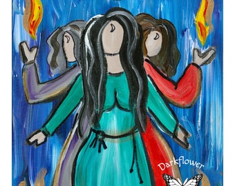 8" by 10" Art Print HECATE TRIPLE GODDESS