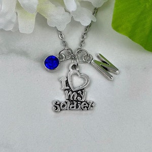 Personalized Necklace I Love My Soldier, Deployment Necklace For Army Mom, Personalized Gift For Military Girlfriend, Military Necklace