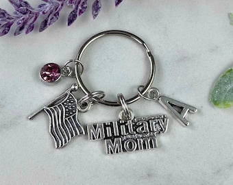 Llavero personalizado de mamá militar, regalo de despliegue para mamá militar, regalo militar para el día de la madre, mamá del ejército, regalo de cumpleaños, regalo para mamá