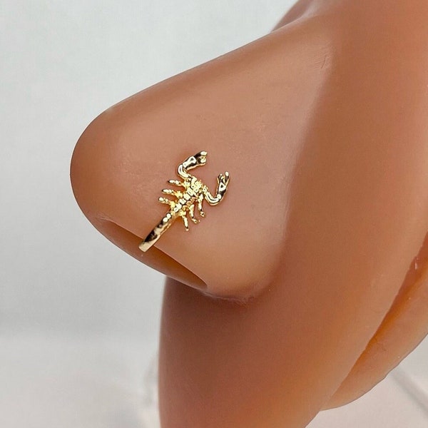 Scorpion Nose Ring, Scorpion Nose Cuff, Gold Nose Ring, No Piercing Required, Faux Nose Cuff, Zodiac Scorpio Jewelry, Gold Scorpion Gift