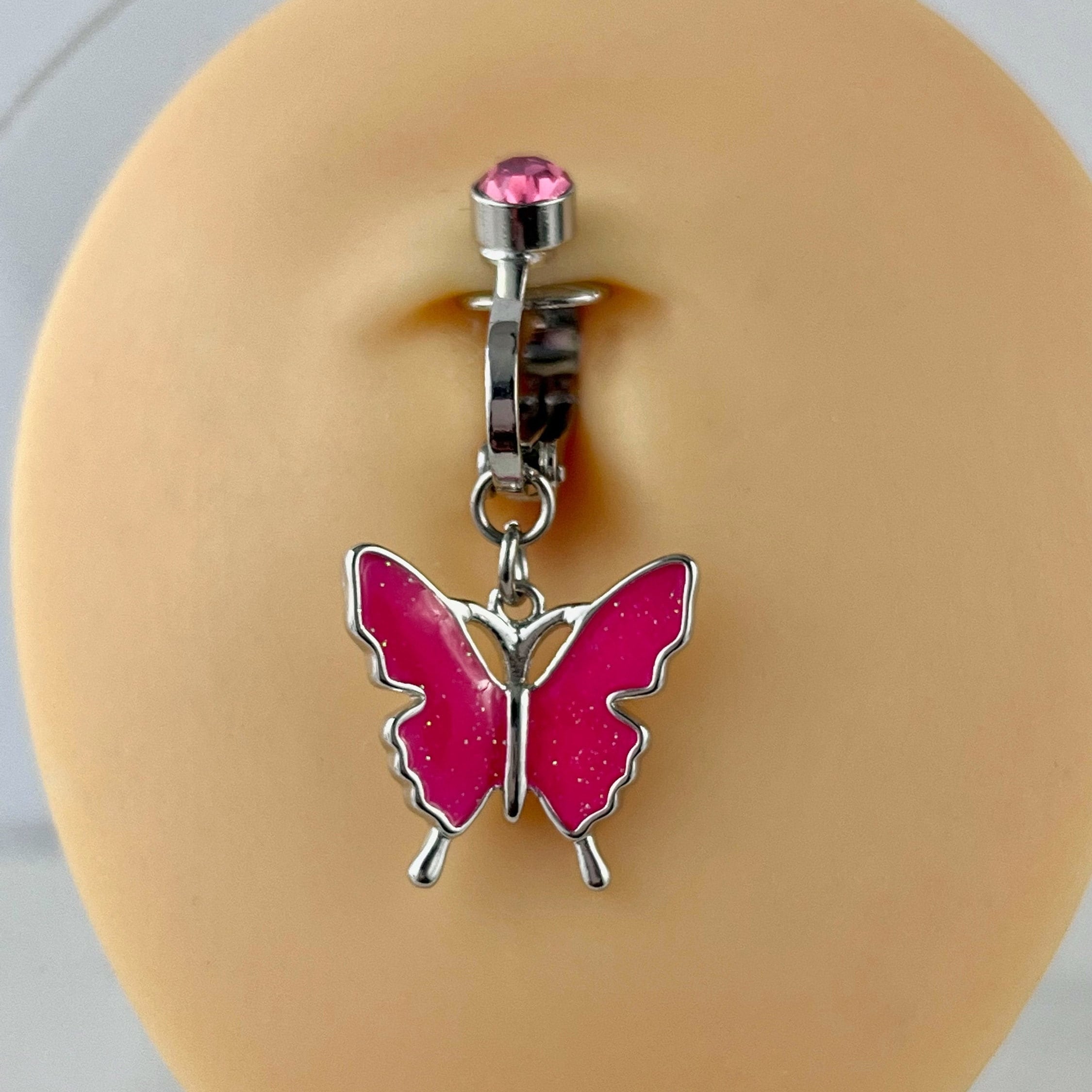 Fake Belly Button Piercing Butterfly Belly Button Ring Etsy