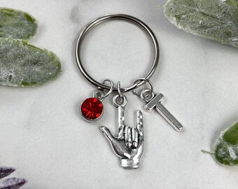 ASL Keychain for Women, Personalized Keyring Deaf Gift for Her, American Sign Language I Love You, ASL Interpreter Gifts, Gift For Boyfriend