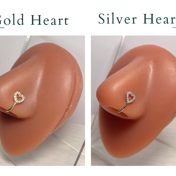 Heart Nose Ring, Fake Nose Piercing, Piercing Alternative, Fake Nose Ring, Nose Cuff, Gold Heart, Silver Heart, Pierceless, Heart Jewelry