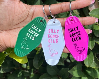 Silly Goose Retro Motel Keychain, Rude Novelty Bff Gift, Silly Goose Dad, Goose Purse Charm Tag, Coworker Gift, Gag Gift Trendy Keychain