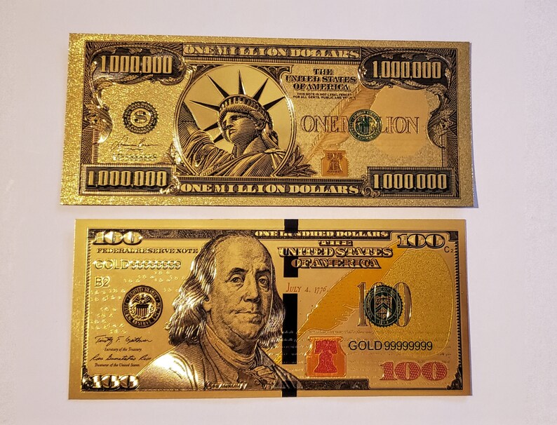 Gold Foil 100 or 1 Million Dollar Bills W/lucky Envelope Etsy Ireland