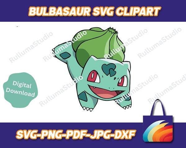 Poke Bulbasaur Layered SVG Cricut Cut File Silhouette Cameo - Inspire Uplift