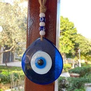 Blue Glass Evil Eye Decor: Turkish Protection Talisman, Spiritual Ornament