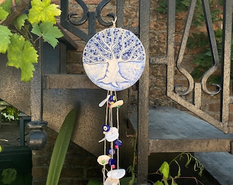 Spoontiques 02907 Campana A Vento Albero Genealogico: Decorazione Da Giardino In Resina Con Frase Sull'Amore