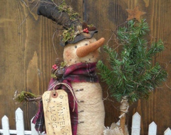 Winter Magic Snowman - Instant Download - PDF - E Pattern - Doll Folkart Pattern - Primitive