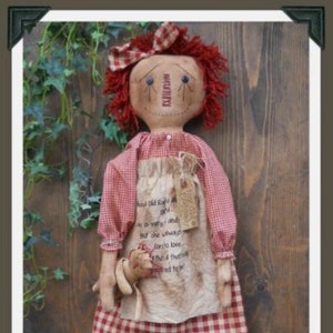 My Olde Raggedy Annie - Instant Download - PDF - E Pattern - Doll Folkart Pattern - Primitive
