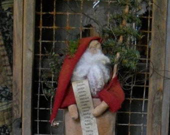 Santa Christmas List St Nick - Santa Claus  and Snowman- Instant Download - PDF - E Pattern - Doll Folkart Pattern - Primitive