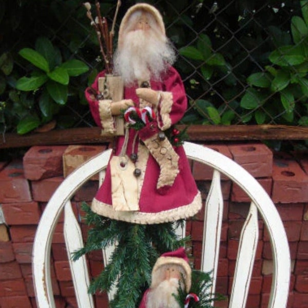 Olde St Nick Ornaments - Santa Claus  and Snowman- Instant Download - PDF - E Pattern - Doll Folkart Pattern - Primitive