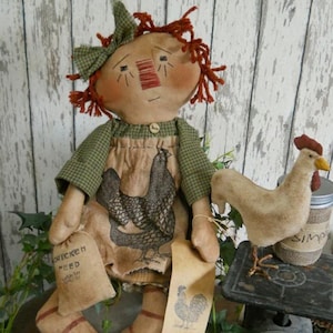 Annies Rooster Raggedy - Instant Download - PDF - E Pattern - Doll Folkart Pattern - Primitive