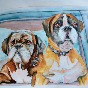 Chiens boxer. Boxeurs. Lettres vierges avec enveloppes. (paquet de 4)