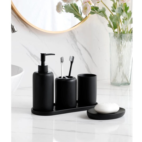 Black Bathroom Accessories Etsy