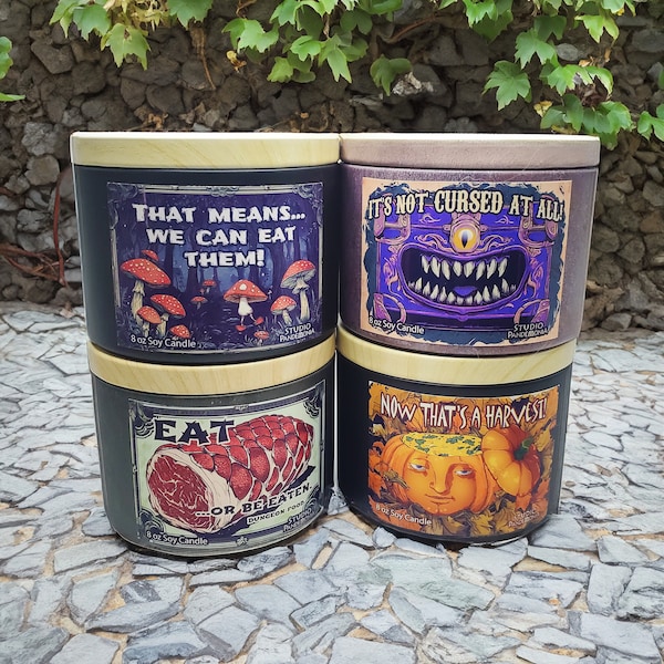 Dungeon Meshi Soy Candles Inspired by Delicious in Dungeon Anime with Savory BBQ Buttery Pickle Pumpkin Apple Maple Food Halloween Scents