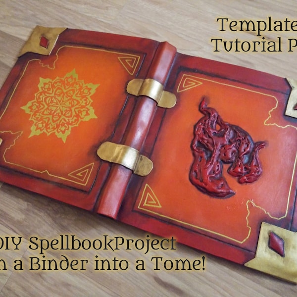 DIY Spellbook Project | Craft Magic Tome of Fire from a 3 Ring Binder! Grimoire Foam Template & Tutorial PDF | Elemental Cosplay Wizard LARP