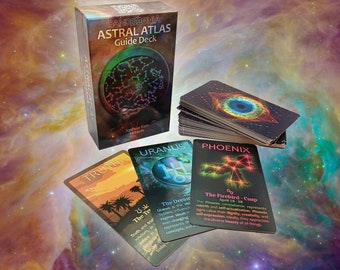 Astral Atlas Astrology Deck | 54 Oracle Cards & Booklet | With Birth Chart, Zodiac, Planets, Elements, Modes, Cusp Signs!