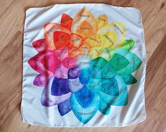 Arazzo quadrato &quot;Feeling Flower&quot; da 20 pollici, intelligenza emotiva, salute mentale, capacità comunicative, apprendimento visivo, grafico colorato delle emozioni