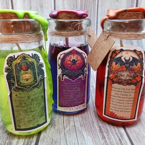 Magic Potion Candles | Fantasy Ingredient Wax Seal Decorated Bottles | Long Burning Natural Fragrance Oils