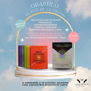 El Don de la Virtud / Gift of Virtue Spanish Translation | Zodiac Astrology Oracle Deck Tarot Cards | Wise Quotes on Rainbow Mandala Art