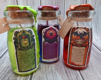 Magic Potion Candles | Fantasy Ingredient Wax Seal Decorated Bottles | Long Burning Natural Fragrance Oils