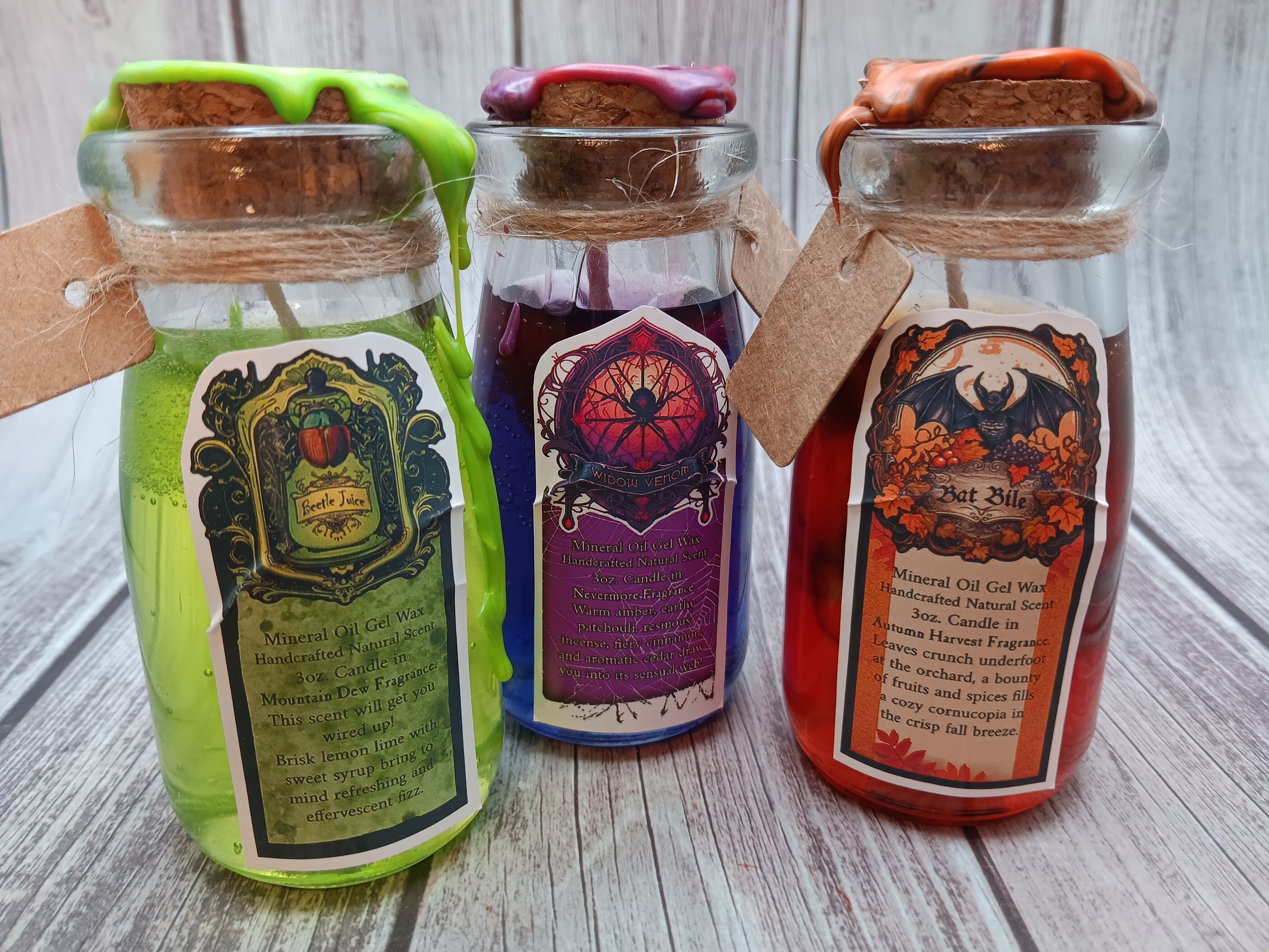 Magic Potion Candles | Fantasy Ingredient Wax Seal Decorated Bottles | Long Burning Natural Fragrance Oils