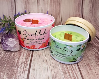 Vela perfumada floral com infusão de cristais em tons pastel