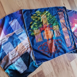 Tarot Spread Cloths (3 Designs) | Square 20&quot; Tapestry | Divination Oracle Card Reading | Celtic Cross, Past Present Future, Cause Effect